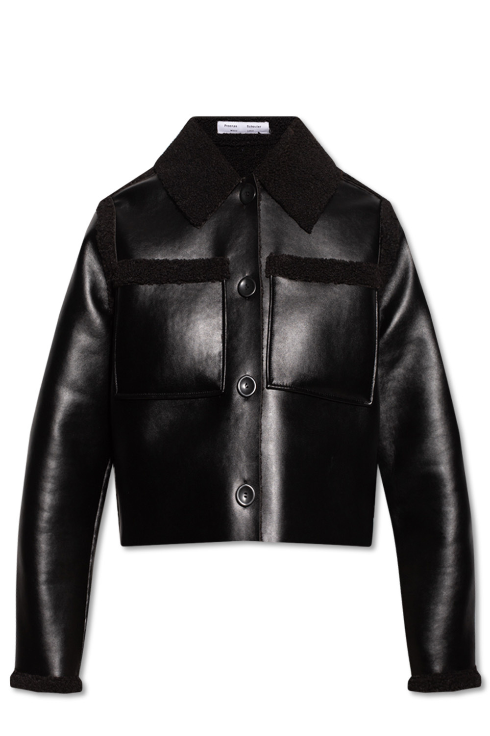 Black Cropped jacket in vegan leather Proenza leather Schouler